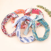 Set of 5 - Paisley Block Print Bandana, Handmade Hair Or Neck Wrap, Boho Style Cotton Scarf, Gift For Him Or Her & Summer Accessory